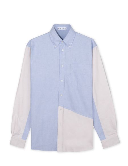 CLASSIC FIT PATCHWORK SHIRT LIGHT BLUE OFF WHITE