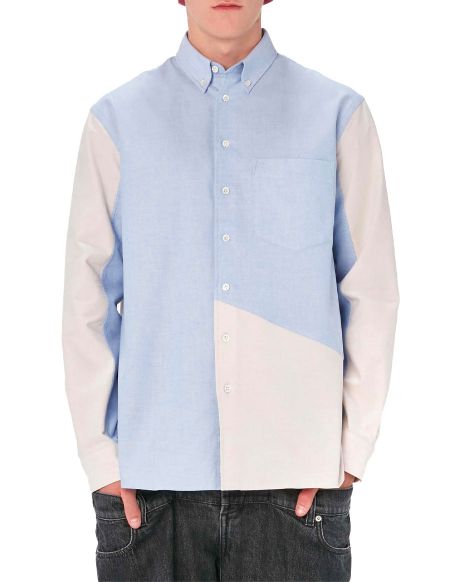 CLASSIC FIT PATCHWORK SHIRT LIGHT BLUE OFF WHITE