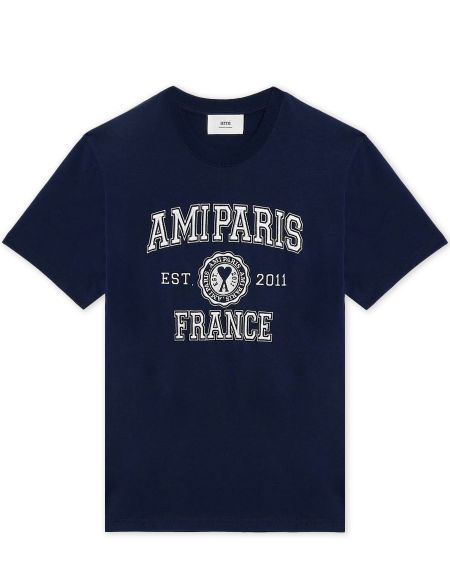 T-SHIRT AMI PARIS FRANCE NAUTIC BLUE