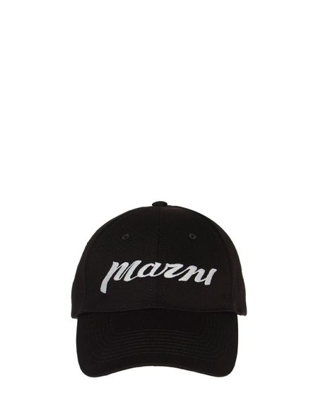 CAP BLACK TWILL BASEBALL WITH EMBROIDERED LOGO