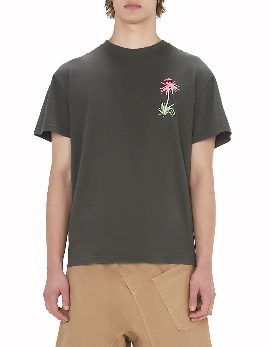 TSHIRT THISTLE EMBROIDERY CHARCOAL