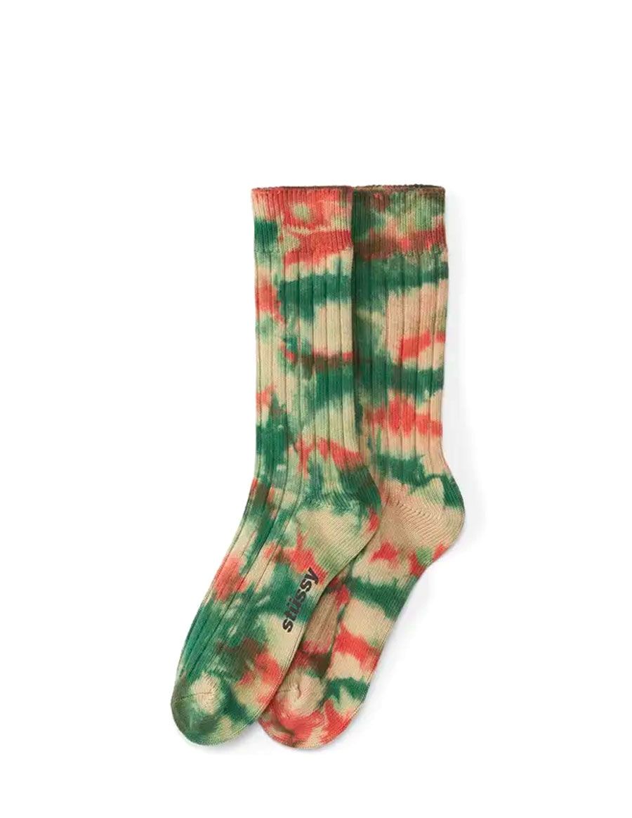 MULTI DYED RIBBED SOCKS CLAY FOREST